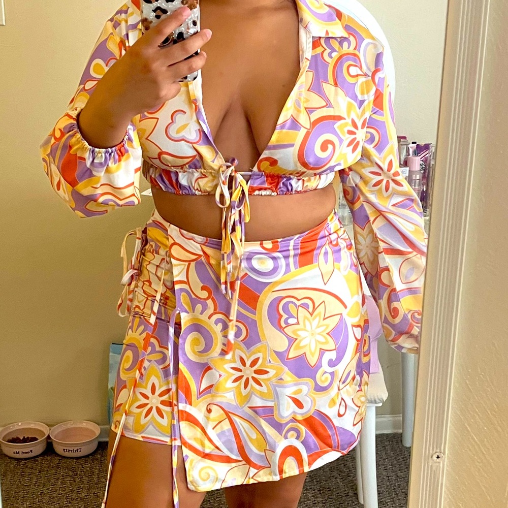 70’s vibe floral two piece